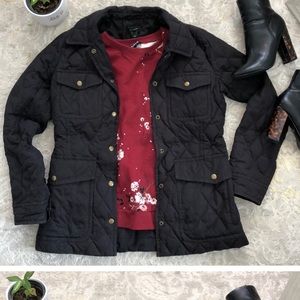 J. Crew Black Quilted Down Coat.